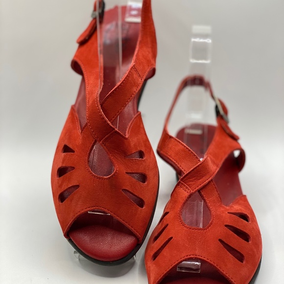 Arche Shoes - Arche Open Toe Slingback Wedge Red Sandals Size 38
